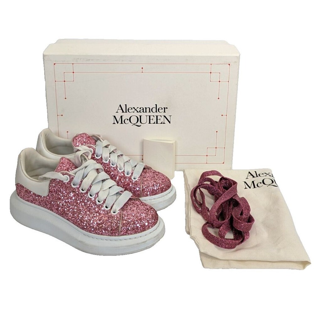 Alexander McQueen Womens Sz 8.5 EU 38.5 Pink Glitter Oversize Sneakers